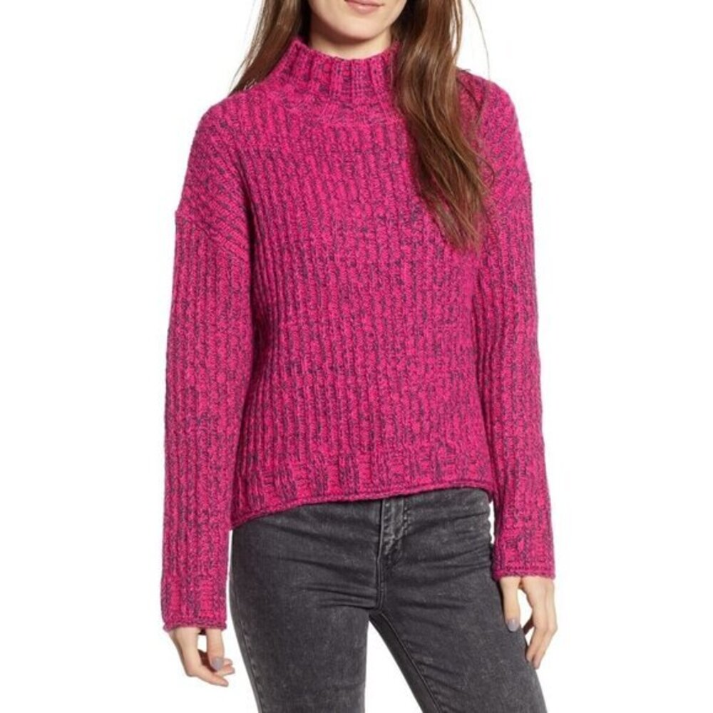BP Pink Cozy Stitch Mock Neck Sweater Rib Knit SZ 3X NEW